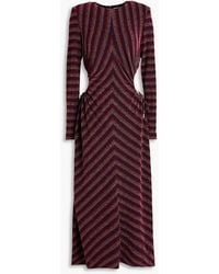 Rebecca Vallance - Aisha Cutout Metallic Striped Jersey Midi Dress - Lyst