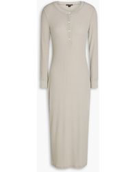 James Perse - Ribbed And Cashmere-blend Midi Dress - Lyst
