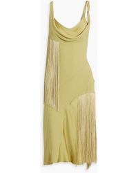Victoria Beckham - Kleid aus crêpe mit drapierung und fransen - Lyst