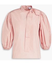 RED Valentino - Bow-detailed Gathered Taffeta Blouse - Lyst