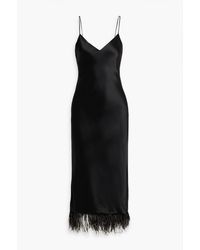 Cami NYC - Raven Feather-embellished Satin Midi Slip Dress - Lyst