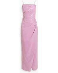 Halston - Alania Draped Sequined Chiffon Gown - Lyst