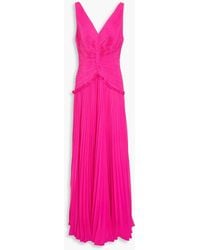 Zac Posen - Pleated Crepe Maxi Dress - Lyst