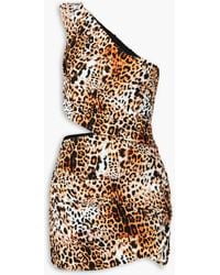 Halpern - One-shoulder Cutout Leopard-print Stretch-jersey Mini Dress - Lyst