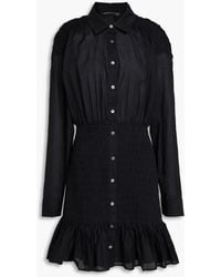 Veronica Beard - Shirred Cotton Mini Shirt Dress - Lyst