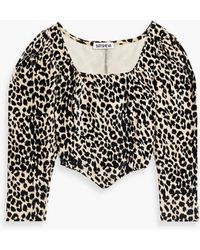 BATSHEVA - Dirndl Cropped Leopard-print Cotton-velvet Top - Lyst