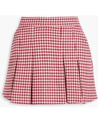 RED Valentino - Skirt-effect Pleated Houndstooth Tweed Shorts - Lyst