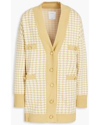 Sandro Dane Houndstooth Knitted Cardigan - Yellow