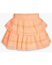 LoveShackFancy - Ruffled Tiered Cotton Mini Skirt - Lyst