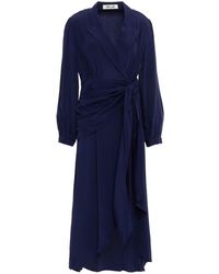 Diane von Furstenberg Wrap-effect Draped Silk Crepe De Chine Dress - Blue