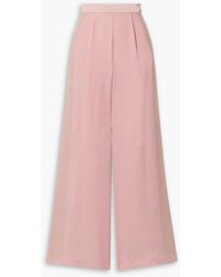 ‎Taller Marmo - Palm Beach Satin-trimmed Crepe Wide-leg Pants - Lyst