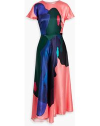 ROKSANDA - Adriana Asymmetric Printed Silk-satin Midi Dress - Lyst