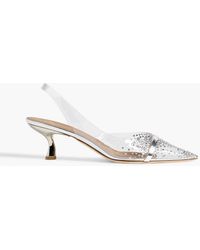 Malone Souliers - Juliet 45 Crystal-embellished Mirrored Leather And Pvc Slingback Pumps - Lyst