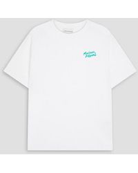 Maison Kitsuné - Embroidered Cotton-jersey T-shirt - Lyst