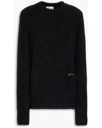 Ganni - Embroidered Brushed Alpaca-blend Sweater - Lyst