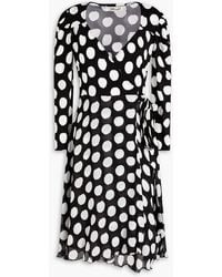 Diane von Furstenberg - Wickelkleid aus stretch-crêpe mit georgette-einsätzen und polka-dots - Lyst