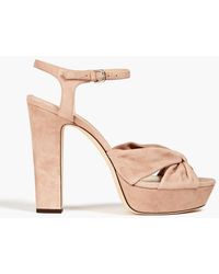 Jimmy Choo - Heloise 120 Knotted Suede Platform Sandals - Lyst
