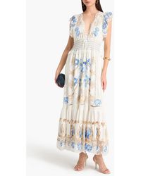 FARM Rio Cross-Stitch Richelieu Linen Dress in Blue | Lyst UK