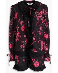 MSGM - Ruffled Floral-print Crepe De Chine Mini Dress - Lyst
