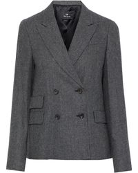 PS by Paul Smith Double-breasted Houndstooth Woven Blazer - Gray