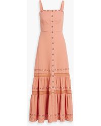 Saloni - Fara Embroidered Cotton-Gauze Maxi Dress - Lyst