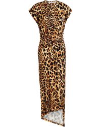 Rabanne - Asymmetric Wrap-effect Leopard-print Stretch-jersey Dress - Lyst