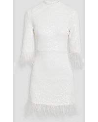 HVN - Ashley Feather-embellished Sequined Tulle Mini Dress - Lyst