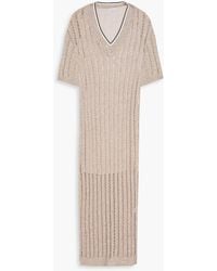 Brunello Cucinelli - Sequin-Embellished Crochet-Knit Linen-Blend Midi Dress - Lyst