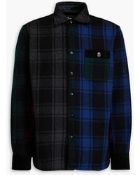 A Bathing Ape - Embroidered Checked Wool-blend Flannel And Corduroy Shirt - Lyst