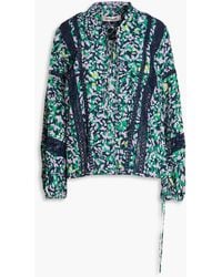 Diane von Furstenberg - Ginny Lace-trimmed Printed Crepe Blouse - Lyst