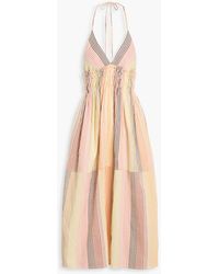 lemlem - Gete Striped Cotton And Linen-Blend Gauze Halterneck Midi Dress - Lyst
