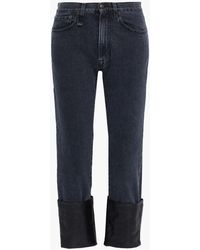 R13 - Axl Slim Leather-trimmed High-rise Straight-leg Jeans - Lyst
