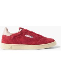 Autry - Flat low sneakers aus veloursleder mit lederbesätzen - Lyst