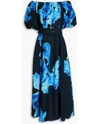 Nicholas - Off-the-shoulder Floral-print Linen-blend Midi Dress - Lyst
