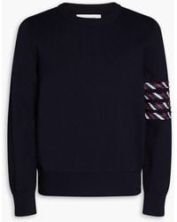 Thom Browne - Striped Twill-trimmed Cotton Sweater - Lyst