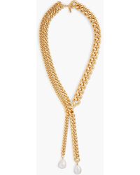 Kenneth Jay Lane Gold-tone Faux Pearl Necklace in White | Lyst