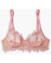 Fleur du Mal - Superstar Satin-trimmed Embroidered Stretch-tulle Underwired Bra - Lyst