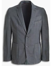 Officine Generale 375 Faded Cotton And Linen-blend Blazer - Grey
