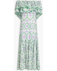 Charo Ruiz - Isabella Off-The-Shoulder Broderie Anglaise Cotton-Blend Midi Dress - Lyst