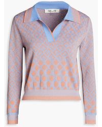 Diane von Furstenberg - Metallic Jacquard-knit Cotton-blend Sweater - Lyst