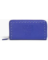 MCM - Chanswell Studded Embossed Pebbled-leather Wallet - Lyst