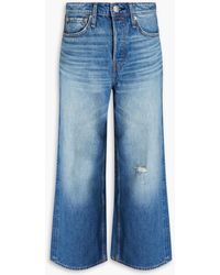 Rag & Bone - Maya Cropped Distressed High-rise Wide-leg Jeans - Lyst