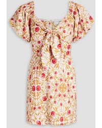 Rebecca Vallance - Catania Off-the-shoulder Printed Linen-blend Mini Dress - Lyst