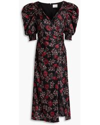 Cinq À Sept - Kacy Wrap-effect Floral-print Satin-twill Midi Dress - Lyst