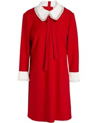 RED Valentino - Point D'esprit-trimmed Crepe De Chine Mini Dress - Lyst