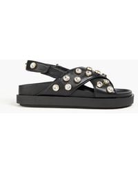Maje - Embellished Leather Slingback Sandals - Lyst