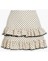 Valentino Garavani - Ruffled Polka-dot Wool And Silk-blend Crepe Mini Skirt - Lyst