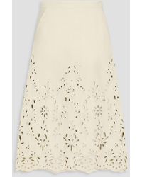 Chloé - Broderie Anglaise Hemp And Paper-blend Midi Skirt - Lyst