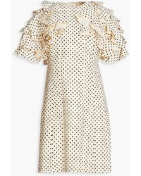 Valentino Garavani - Ruffled Polka-dot Wool And Silk-blend Crepe Mini Dress - Lyst