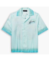 Amiri - Resort Club Convertible-Collar Logo-Print Silk-Twill Shirt - Lyst